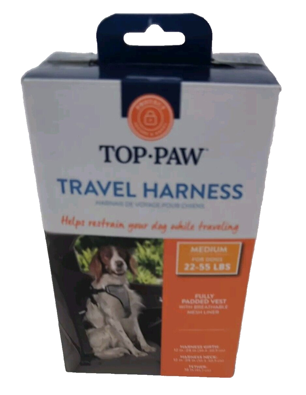 Top Paw Travel Harness Medium Dogs 22-55 lbs Adjustable Reflective Vest NIOB